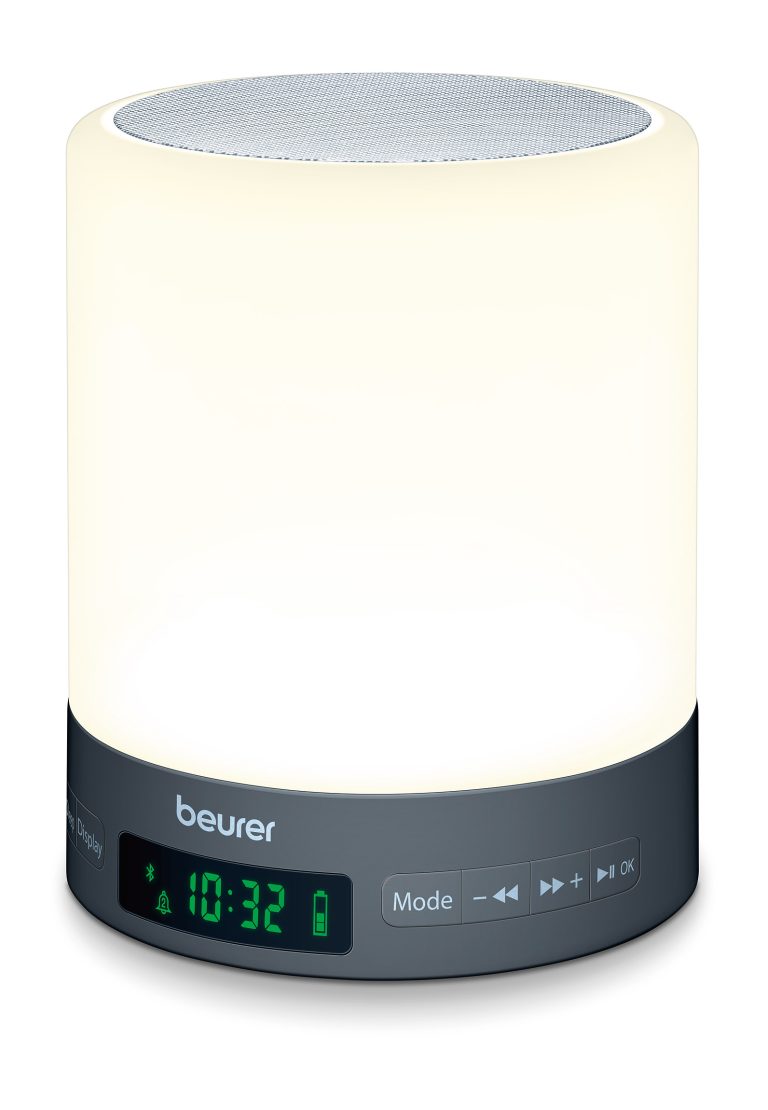 Réveil Beurer WL50 avec diffuseur blanc éclairé et base gris foncé